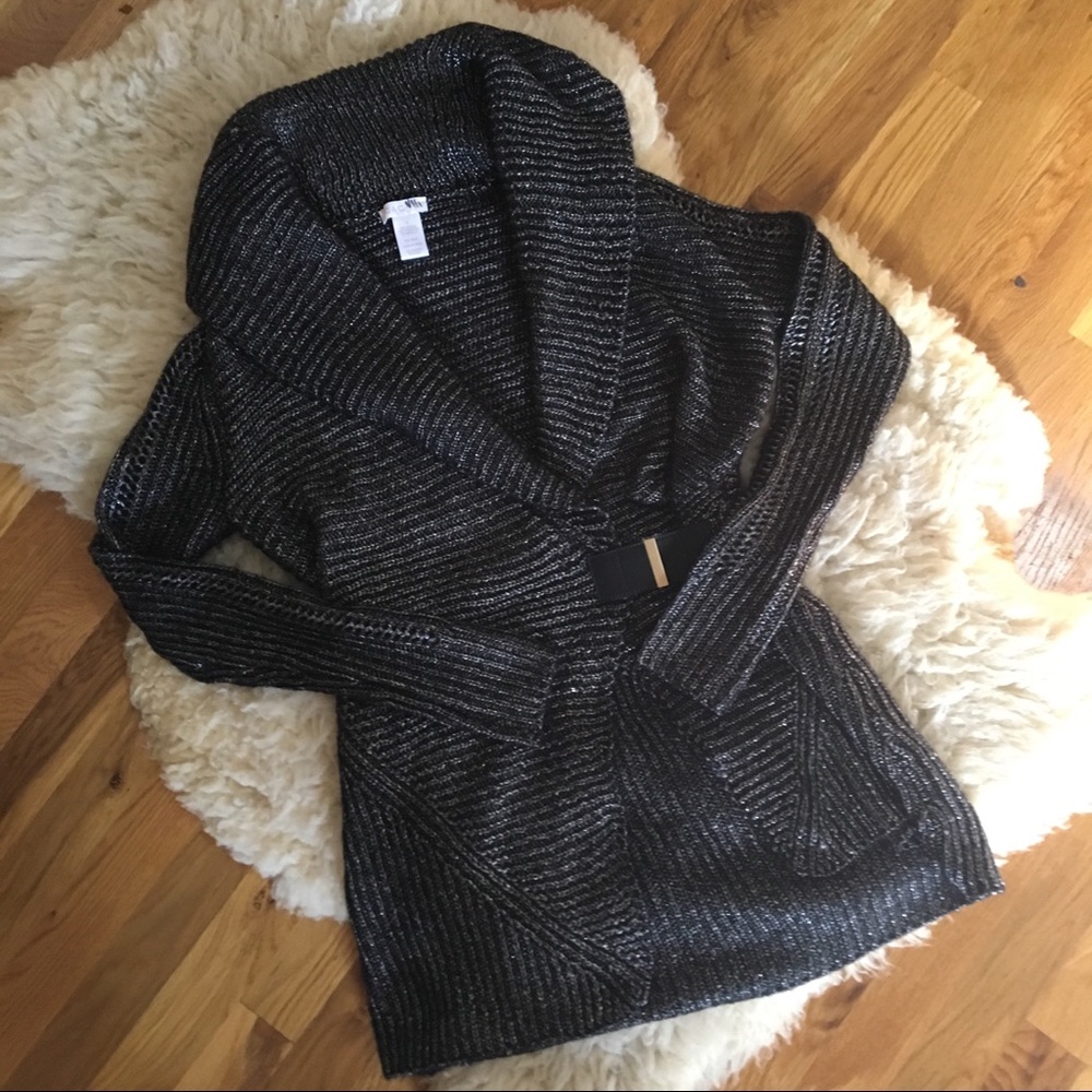 NWOT CACHE BODYCON METALLIC KNIT SWEATER